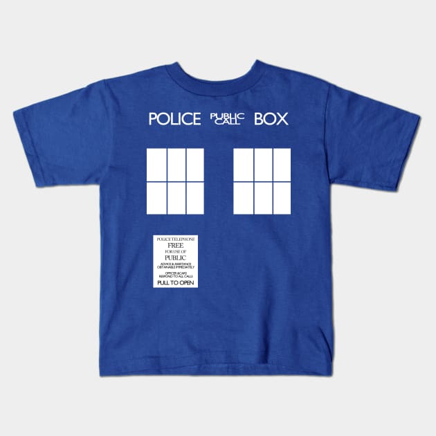 Public Call Police Box Kids T-Shirt by chrismcquinlanart